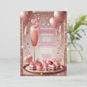 Mousserende vrienden Galentijn's Day Dessert Party Kaart (Staand voorkant)