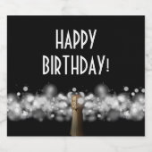 Mousserende Wijn Bubbels op Zwart Gepersonaliseerd Sparkling Wijnetiket (Enkel label)