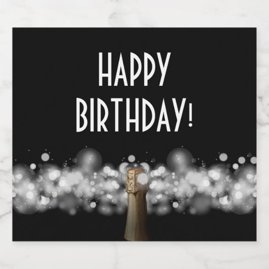 Mousserende Wijn Bubbels op Zwart Gepersonaliseerd Sparkling Wijnetiket (Enkel label)