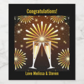 Mousserende wijn en vuurwerk Gefeliciteerd Wijn Etiket (Enkel label)