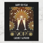 Mousserende wijn en vuurwerk Nieuwjaar 2019 Wijn Etiket (Enkel label)