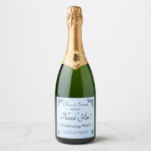 Mousserende wijn fles labels - Blauwe pioen bruilo Sparkling Wijnetiket (Voorkant)
