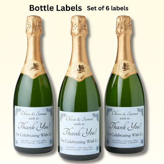 Mousserende wijn fles labels - Blauwe pioen bruilo Sparkling Wijnetiket