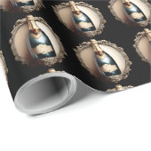 Mousserende wijn  flesetiket zwart goud cadeaupapier (Rol Hoek)