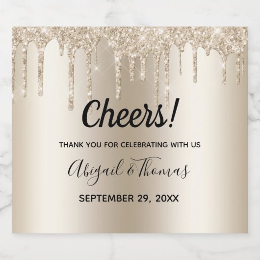 Mousserende wijn Glitter Drip Trendy Glam Sparkling Wijnetiket (Enkel label)