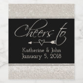 Mousserende wijn Glitter Look Bruiloft Wijn Label Etiket (Enkel label)