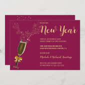 Mousserende wijn Nieuwjaarsuitnodiging Kaart (Voorkant / Achterkant)
