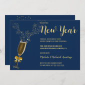 Mousserende wijn Nieuwjaarsuitnodiging Kaart (Voorkant / Achterkant)