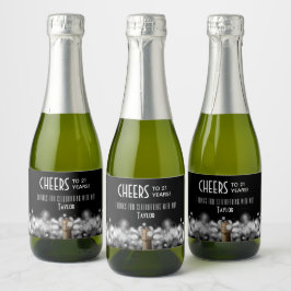 Mousserende wijn op Black Party Favor Mini Sparkling Wijnetiket
