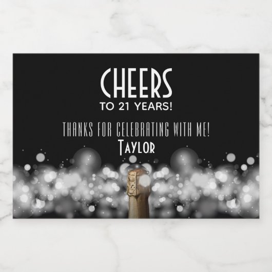 Mousserende Wijn op Zwart Mini Mousserende Wijn La Sparkling Wijnetiket (Enkel label)