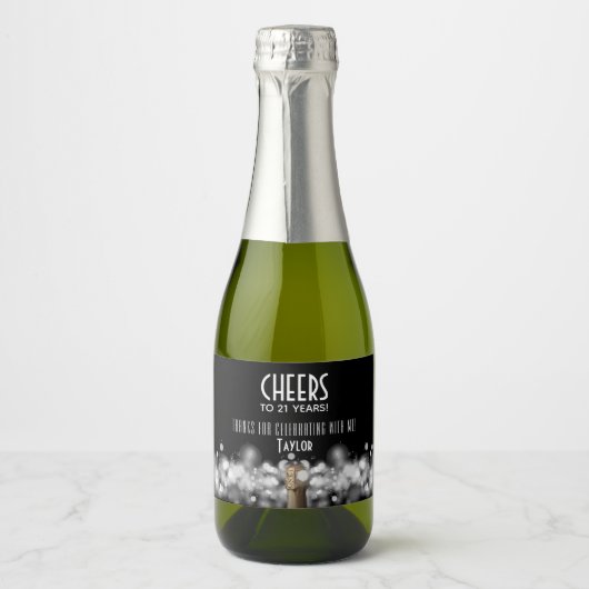 Mousserende Wijn op Zwart Mini Mousserende Wijn La Sparkling Wijnetiket (Voorkant)