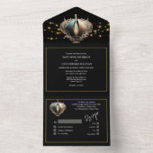 Mousserende wijn string lichten vernieuwing geloft all in one uitnodiging (Binnen)