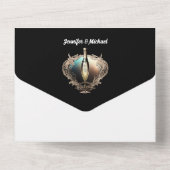 Mousserende wijn string lichten vernieuwing geloft all in one uitnodiging (Achterkant)