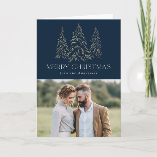 Mousserende winterpine marine Merry Kerstmis 2 Fot Feestdagen Kaart (Voorkant)