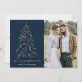 Mousserende winterpine marineserie kerstfoto feestdagenkaart (Voorkant)
