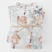 Mousserende zalm Roze Koel Ornament Snowflakes Inpakpapier Vel (In situ)