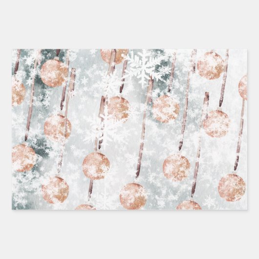 Mousserende zalm Roze Koel Ornament Snowflakes Inpakpapier Vel (Voorkant)