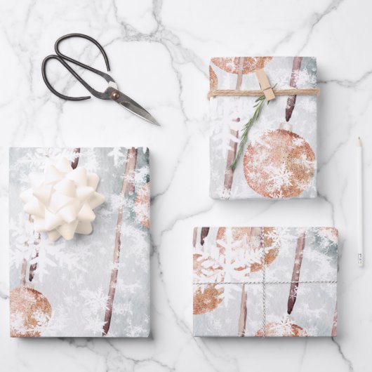 Mousserende zalm Roze Koel Ornament Snowflakes Inpakpapier Vel (Voorkant)