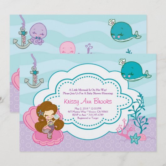 Mousserende Zee Douche Uitnodigen Kaart (Voorkant / Achterkant)