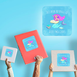 Mousserende zeemeermin met ebellenboek behoort tot vierkante sticker