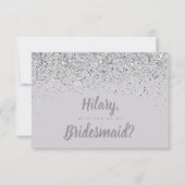 Mousserende Zilveren Glitter Bridesmaid Kaart (Voorkant)