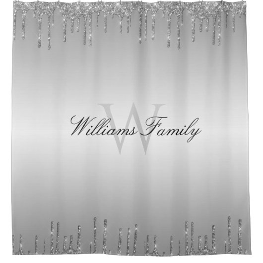 mousserende zilverglitter douchegordijn (Voorkant)