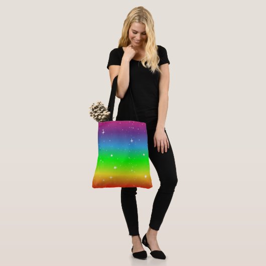 Mousserende zomerregenboog tote bag (Op model)