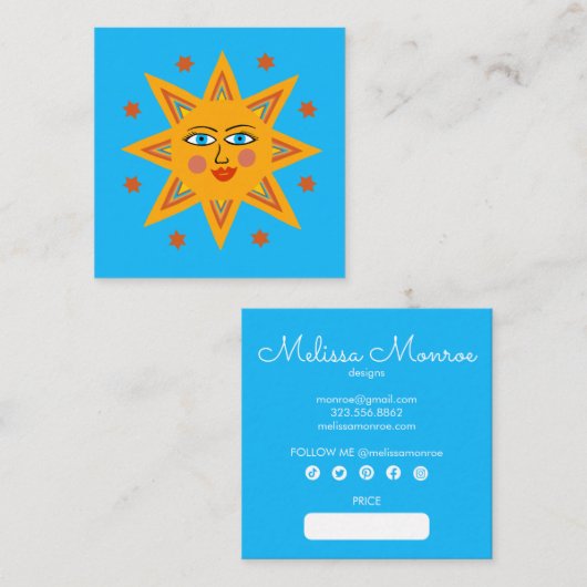 Mousserende zon Charmant Kleurrijke CUSTOM HANG LA Vierkante Visitekaartje (Voorkant / Achterkant)