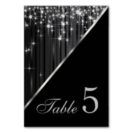 Mousserende zwarte en zilverStar-lampjes Kaart