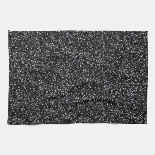 Mousserende zwarte glitter theedoek (Horizontaal)