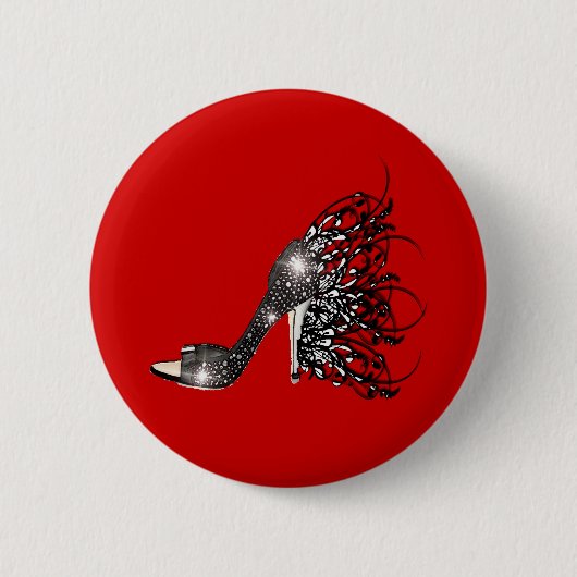 Mousserende zwarte Stiletto op rood Ronde Button 5,7 Cm (Voorkant)
