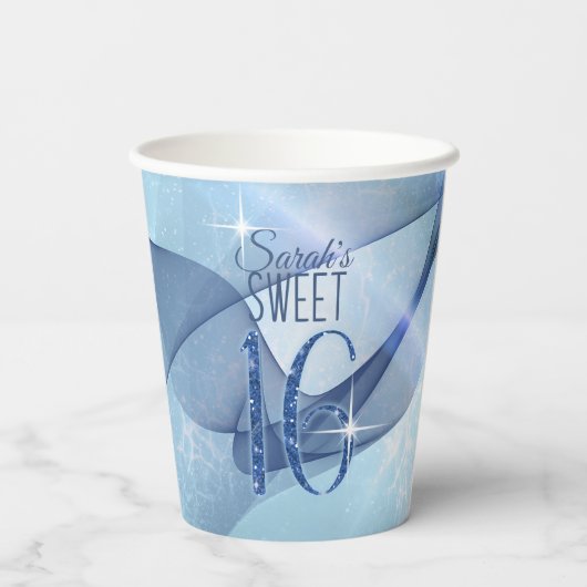 Mousserende Zwemmen zoet Zestien Blauw ID652 Papieren Bekers (Achterkant)