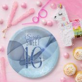 Mousserende Zwemmen zoet Zestien Blauw ID652 Papieren Bordje (Feest)