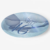 Mousserende Zwemmen zoet Zestien Blauw ID652 Papieren Bordje (Gekanteld)