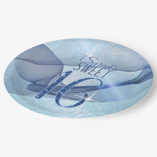 Mousserende Zwemmen zoet Zestien Blauw ID652 Papieren Bordje (Gekanteld)