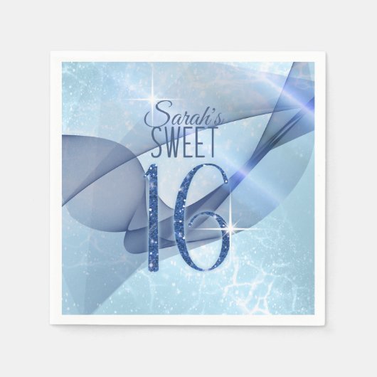 Mousserende Zwemmen zoet Zestien Blauw ID652 Servet (Voorkant)