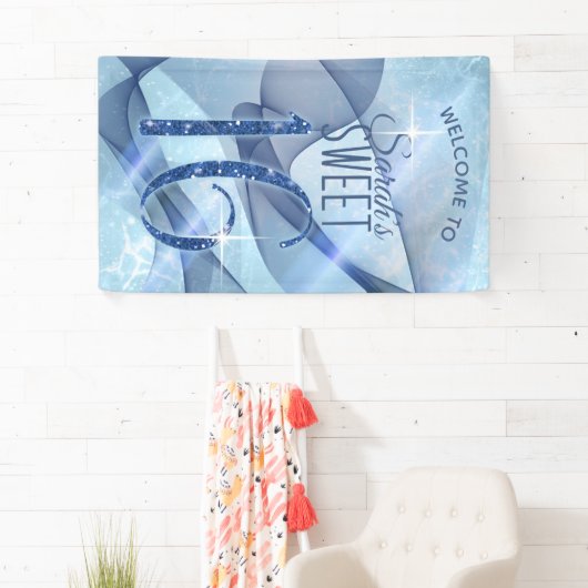 Mousserende Zwemmen zoet Zestien Blauw ID652 Spandoek (Insitu)