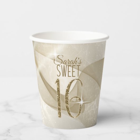 Mousserende Zwemmen zoet Zestien Gold ID652 Papieren Bekers (Voorkant)