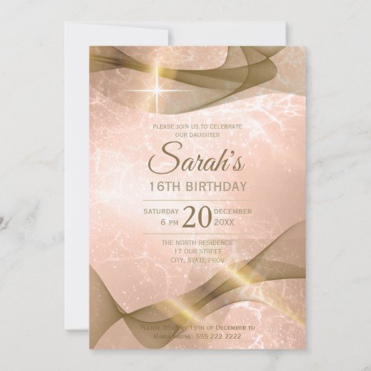 Mousserende Zwemmen zoet Zestien Roos Gold ID652 Kaart (Achterkant)