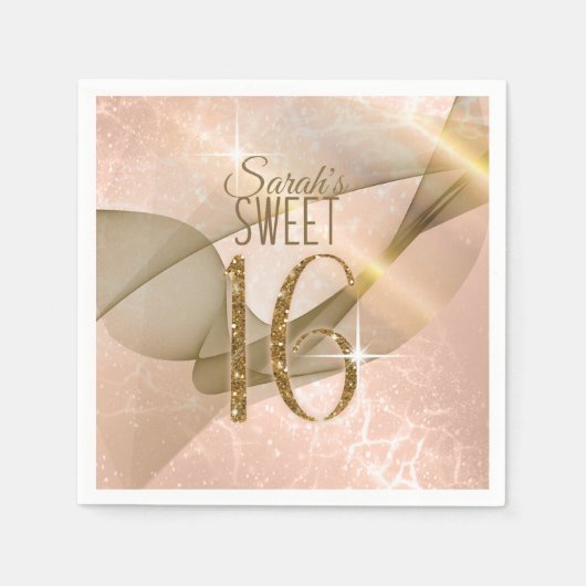 Mousserende Zwemmen zoet Zestien Roos Gold ID652 Servet (Voorkant)