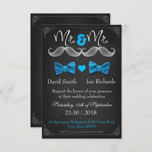 Moustache and bow for Mr and Mr Kaart (Voorkant / Achterkant)