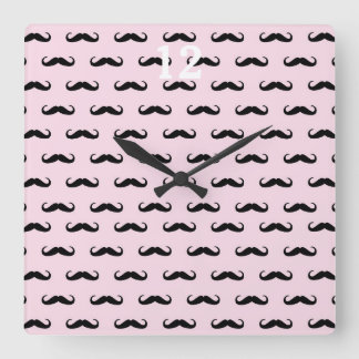 Moustache & Pink | Wanduhr Quadrat Vierkante Klok