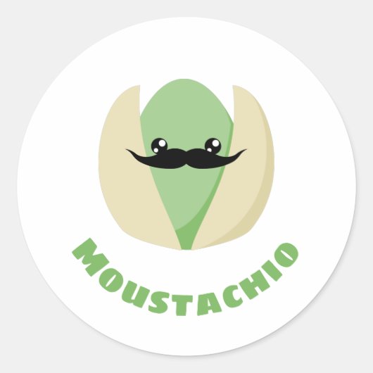 Moustachio Ronde Sticker (Voorkant)