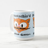 "moustachio'd" Señor Gato handlebar mustache cat Koffiemok (Voorkant links)