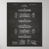 Mouth Harmonica 1900 Patent Art Chalkboard Poster (Voorkant)