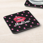 Mouth Lipstick Makeup Beauty Custom Personalized Bier Onderzetter (Linkerzijde)