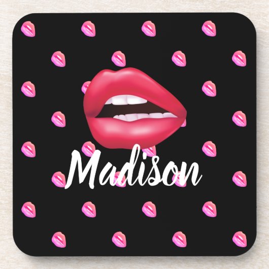 Mouth Lipstick Makeup Beauty Custom Personalized Bier Onderzetter (Voorkant)
