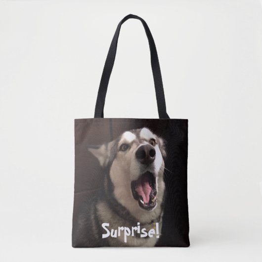 Mouth Open Alaskan Malamute Close-up foto Tote Bag (Voorkant)