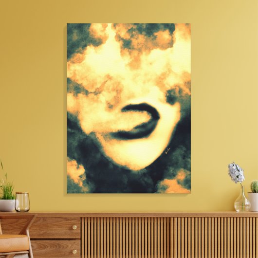 Mouth Smoke Vape Grunge Art Canvas Afdruk (Insitu (Woonkamer))