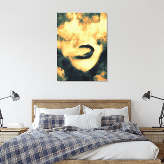 Mouth Smoke Vape Grunge Art Canvas Afdruk (Insitu (Slaapkamer))